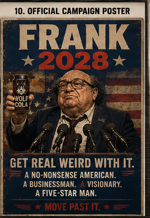 Frank 2028 official campaign poster